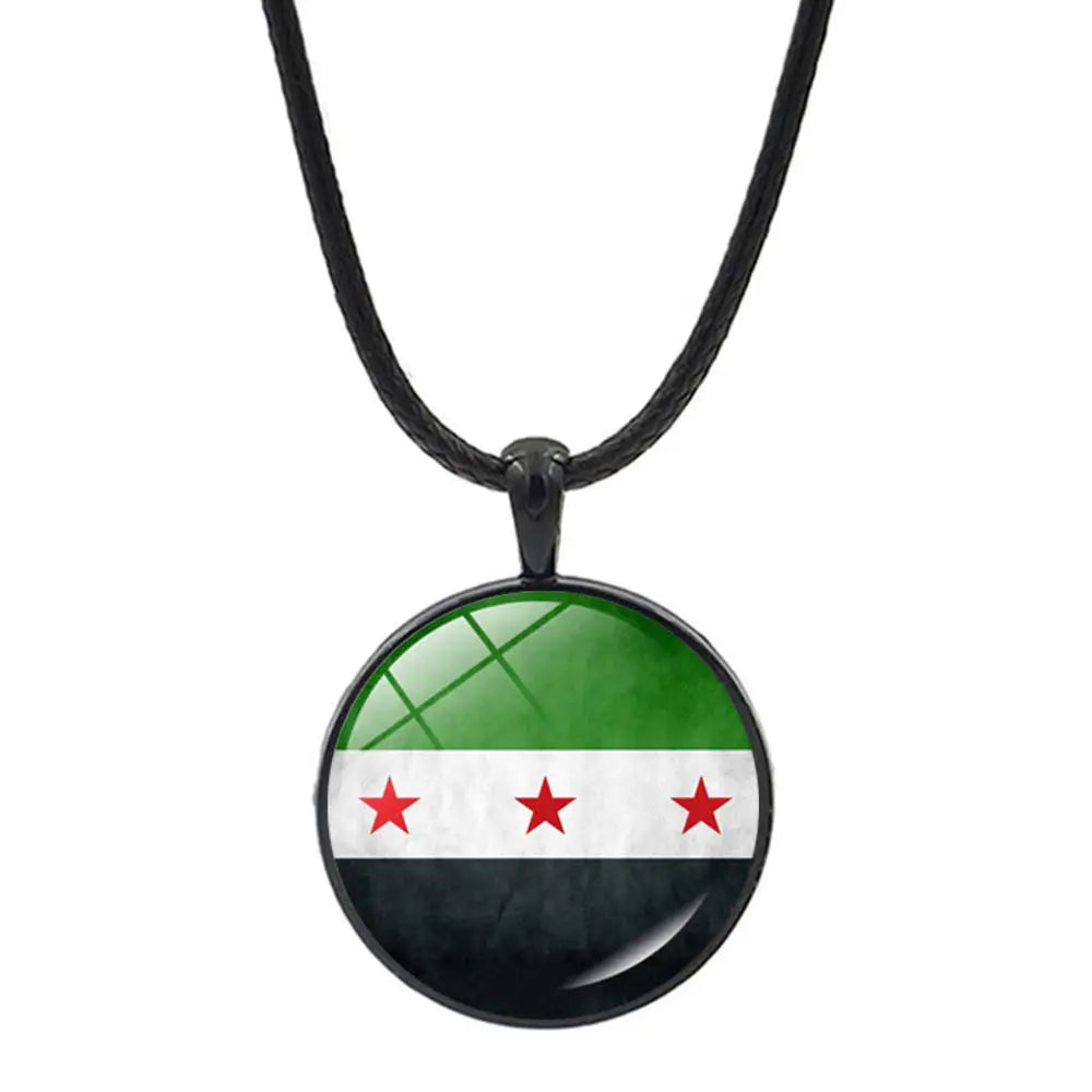 Syria Map Flag Pendant Necklace & Keychain - Unisex Alloy Jewelry for Men & Women | Fashion Keyring, Choker & Bag Charm Gift