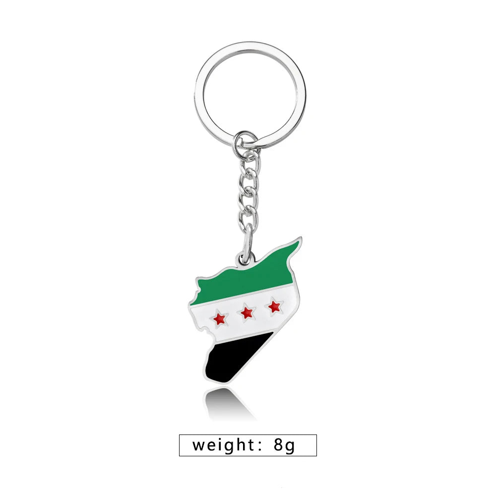 Syria Map Flag Pendant Necklace & Keychain - Unisex Alloy Jewelry for Men & Women | Fashion Keyring, Choker & Bag Charm Gift
