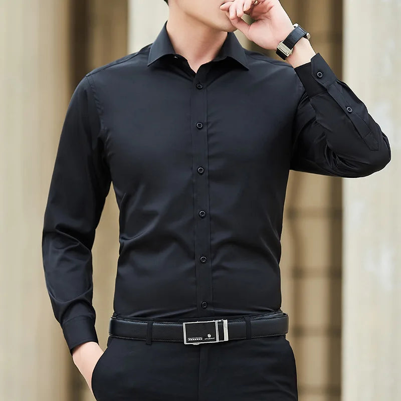Men Solid Color Business Shirt