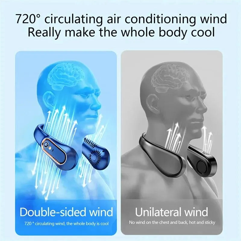 Neck Bladeless Fan Mini Ultra Long Life Portable Lazy Silent Fan Usb charging Power 5 Gear