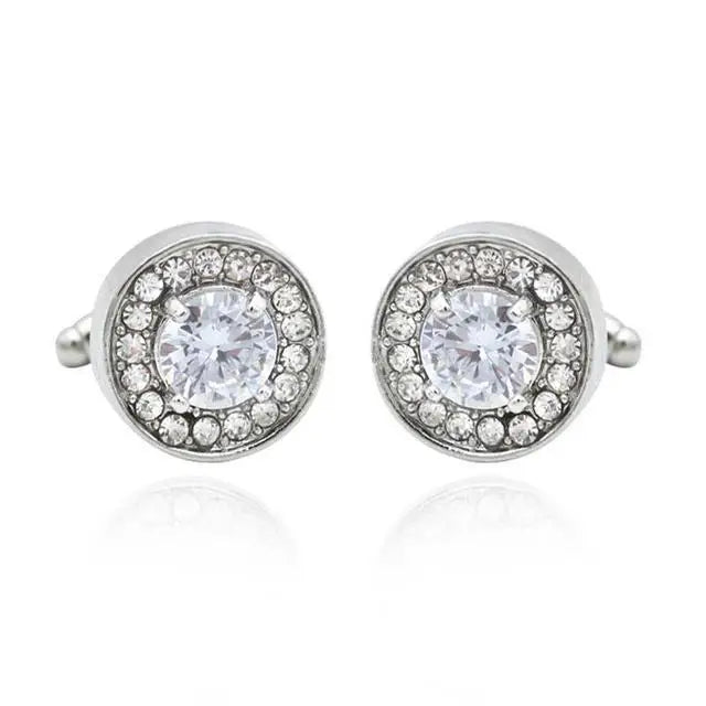 Luxury Men's Cufflinks 2025 - Crystal & Enamel Round Design for Formal Shirts & Special Occasions