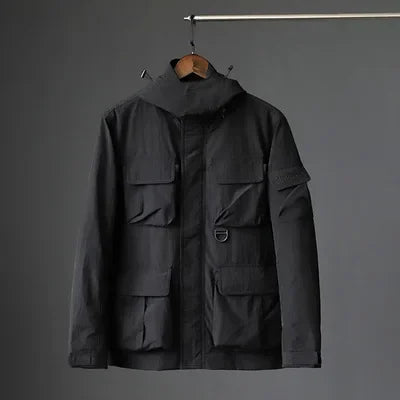 Men Outdoor Hiking Jacket Climbing hunting Waterproof Hooded Windbreaker Coat Spring Autumn Thin Multi-pocket Cargo Jacket