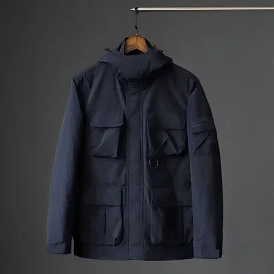 Men Outdoor Hiking Jacket Climbing hunting Waterproof Hooded Windbreaker Coat Spring Autumn Thin Multi-pocket Cargo Jacket
