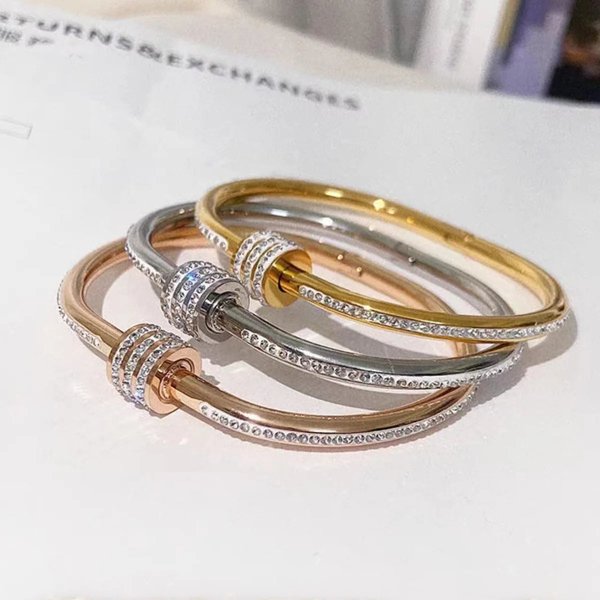 Luxury Gold-Plated Stainless Steel Crystal Wrap Bangle - Handmade, Non-Tarnish, Hypoallergenic Women's Bracelet