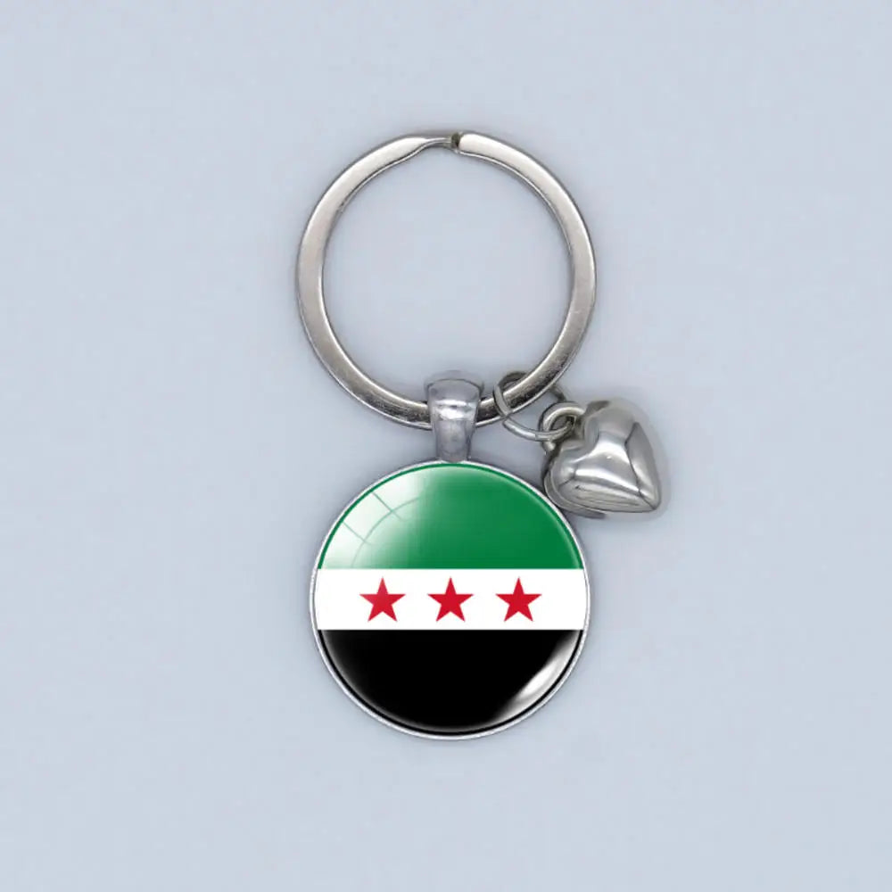 Syria Map Flag Pendant Necklace & Keychain - Unisex Alloy Jewelry for Men & Women | Fashion Keyring, Choker & Bag Charm Gift