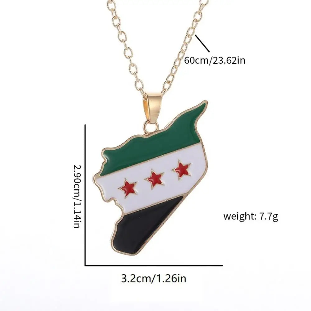 Syria Map Flag Pendant Necklace & Keychain - Unisex Alloy Jewelry for Men & Women | Fashion Keyring, Choker & Bag Charm Gift