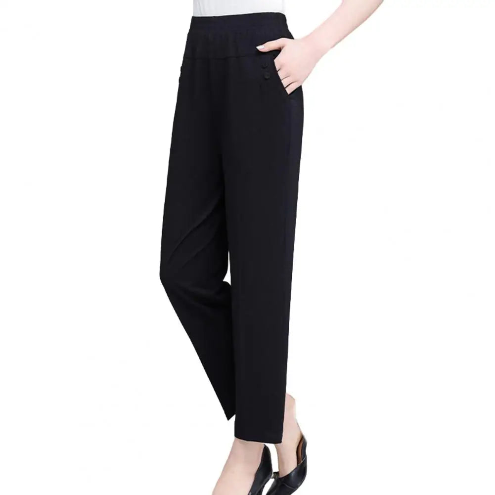 Casual Elastic High Waist Straight Pants