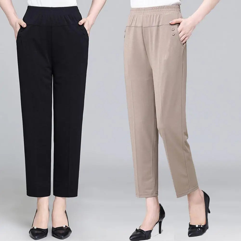 Casual Elastic High Waist Straight Pants