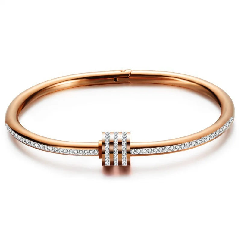 Luxury Gold-Plated Stainless Steel Crystal Wrap Bangle - Handmade, Non-Tarnish, Hypoallergenic Women's Bracelet