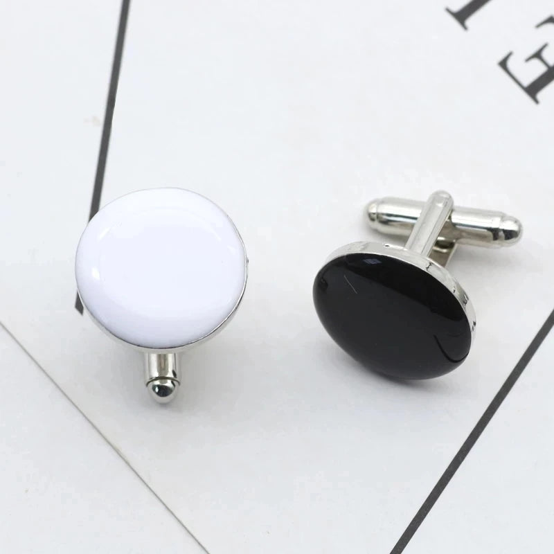 Luxury Men's Cufflinks 2025 - Crystal & Enamel Round Design for Formal Shirts & Special Occasions