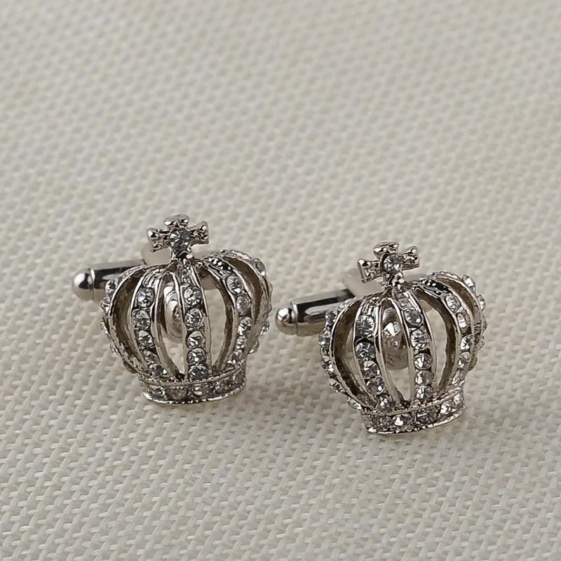 Luxury Men's Cufflinks 2025 - Crystal & Enamel Round Design for Formal Shirts & Special Occasions
