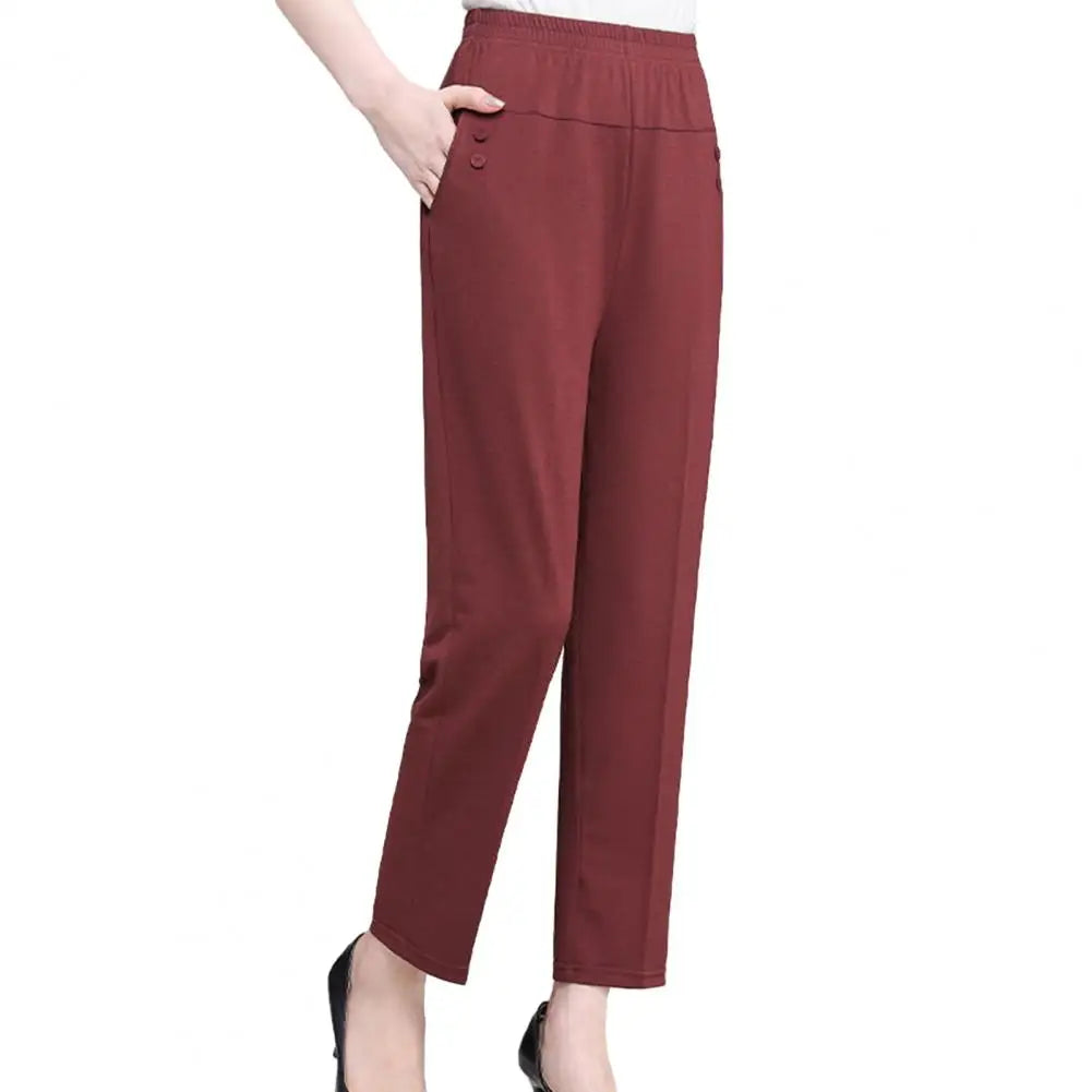Casual Elastic High Waist Straight Pants