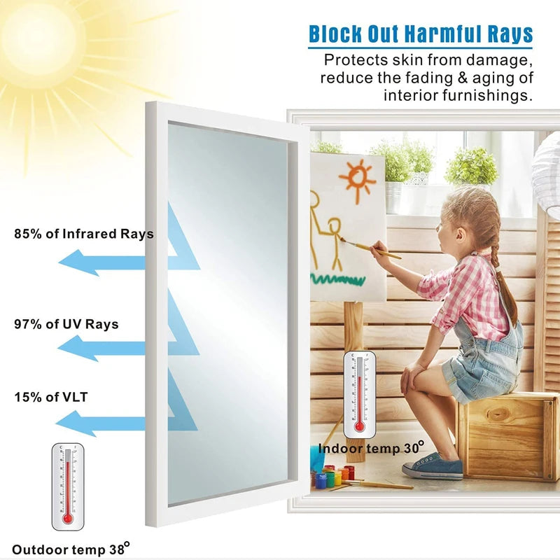 One-Way Mirror Window Film Anti-Ultraviolet Glass Sunscreen Heat Insulation Film Home Anti-Peeping Film Home Office Glass Film