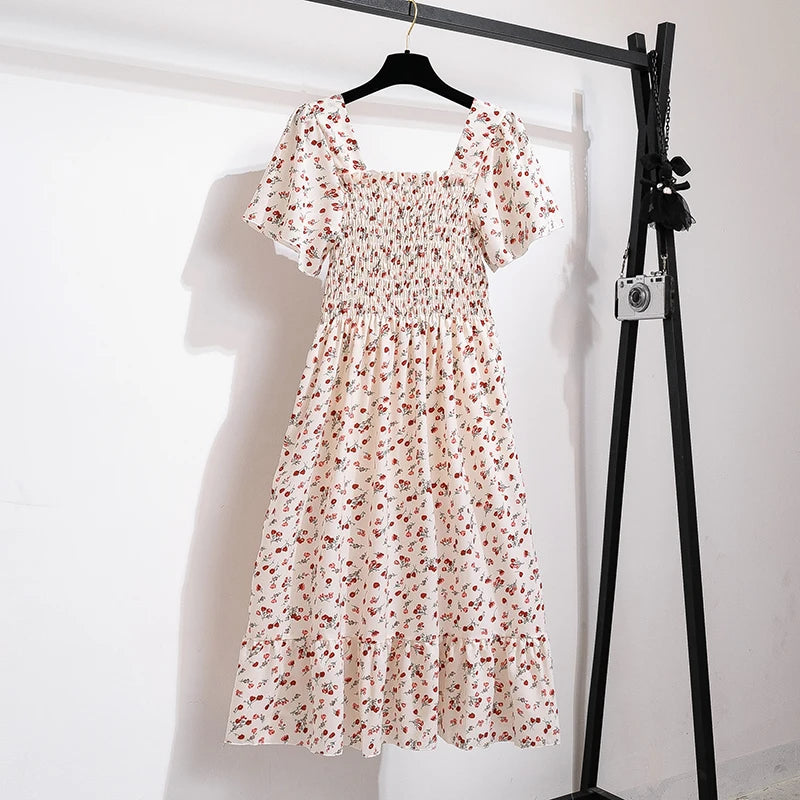 Spring Summer Chiffon Midi Dress