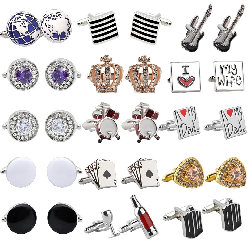 Luxury Men's Cufflinks 2025 - Crystal & Enamel Round Design for Formal Shirts & Special Occasions