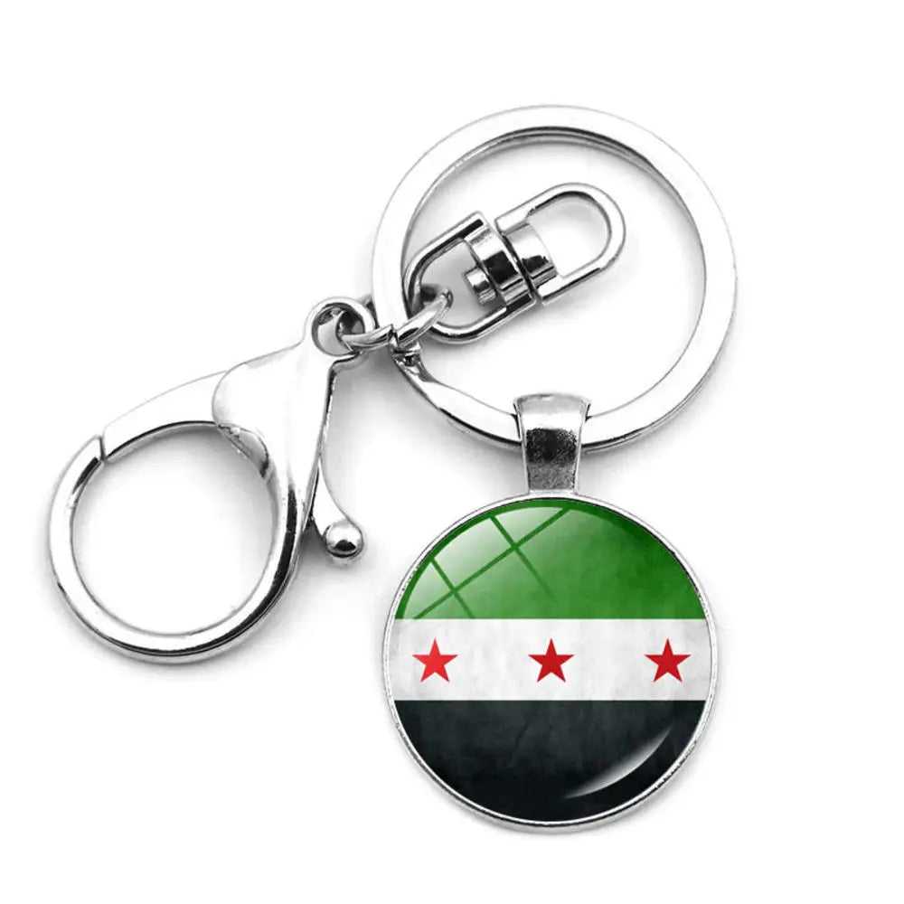 Syria Map Flag Pendant Necklace & Keychain - Unisex Alloy Jewelry for Men & Women | Fashion Keyring, Choker & Bag Charm Gift