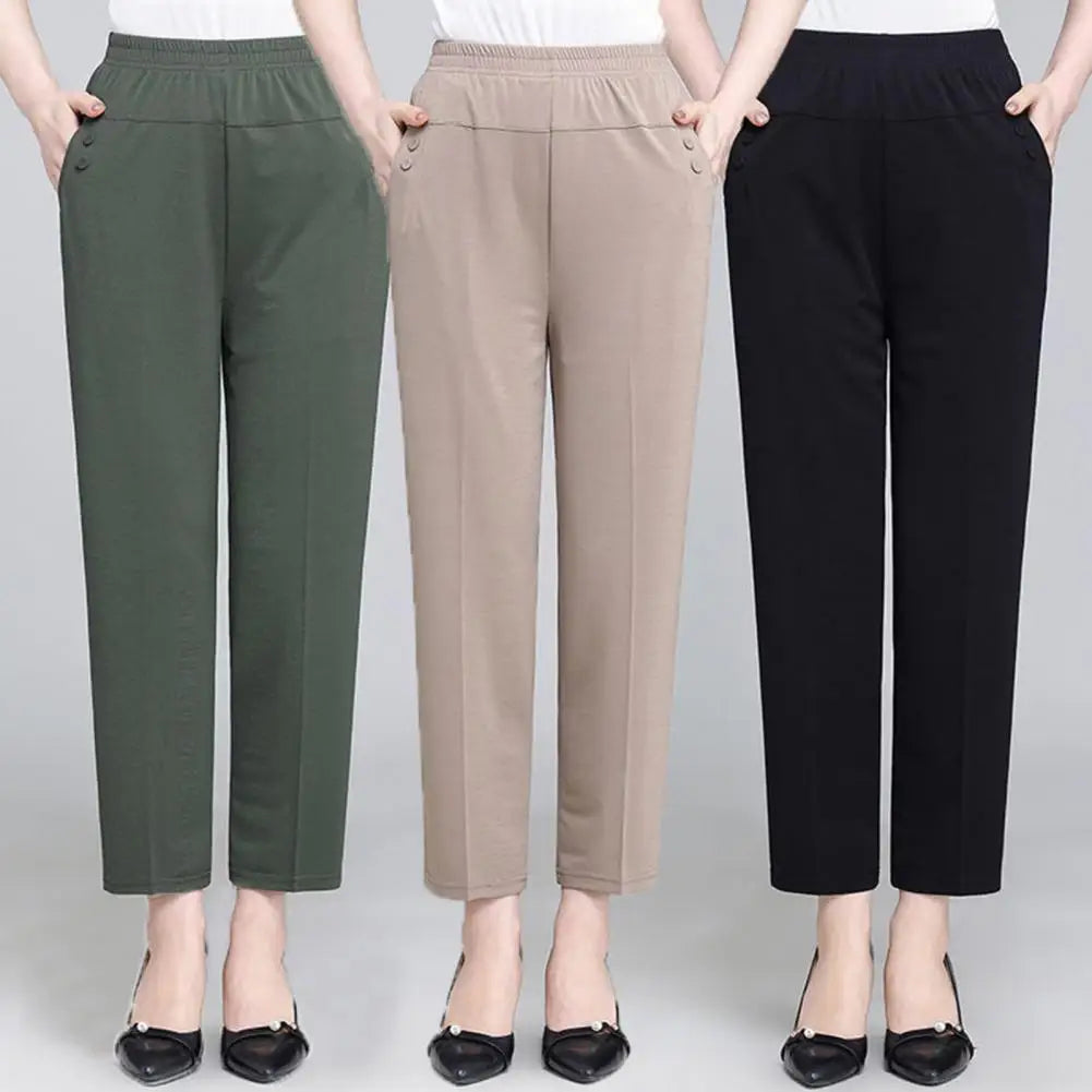 Casual Elastic High Waist Straight Pants
