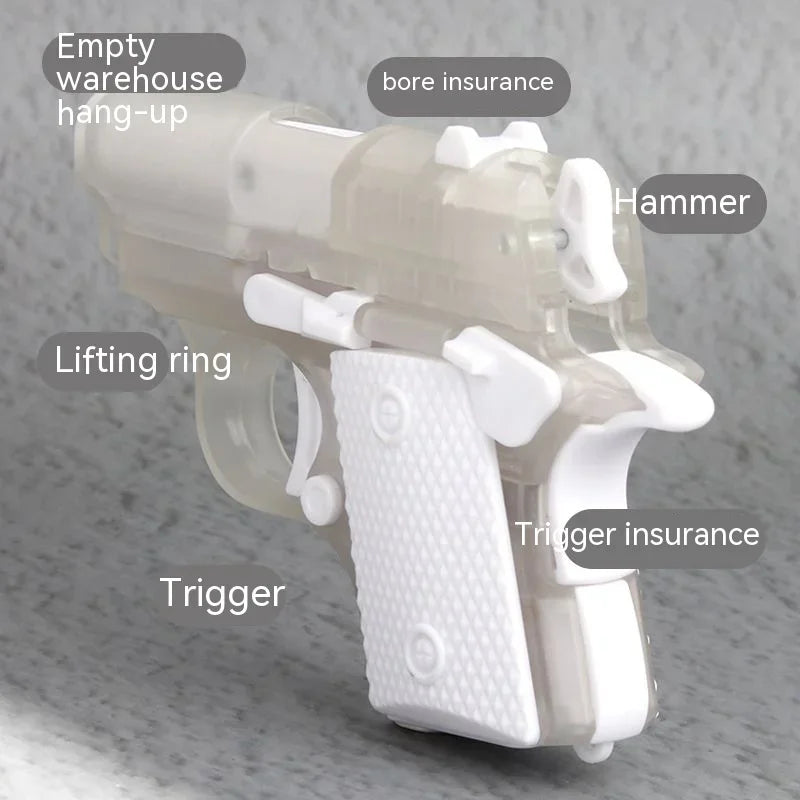 Mini 1911 Toy Gun Luminous Transparent Shell 3D Gravity Model Gun Trendy Stress Relief Toys Birthday Halloween Christmas Gift