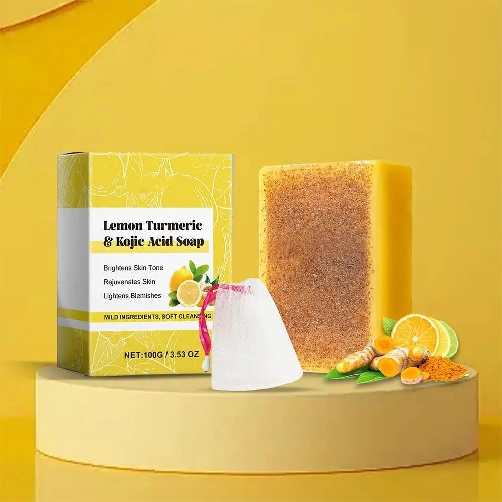 Lemon Turmeric Kojic Acid Soap - Handmade, Exfoliating, Brightening, 100g