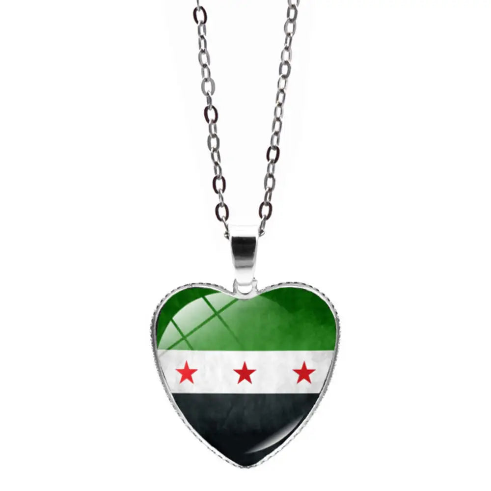 Syria Map Flag Pendant Necklace & Keychain - Unisex Alloy Jewelry for Men & Women | Fashion Keyring, Choker & Bag Charm Gift