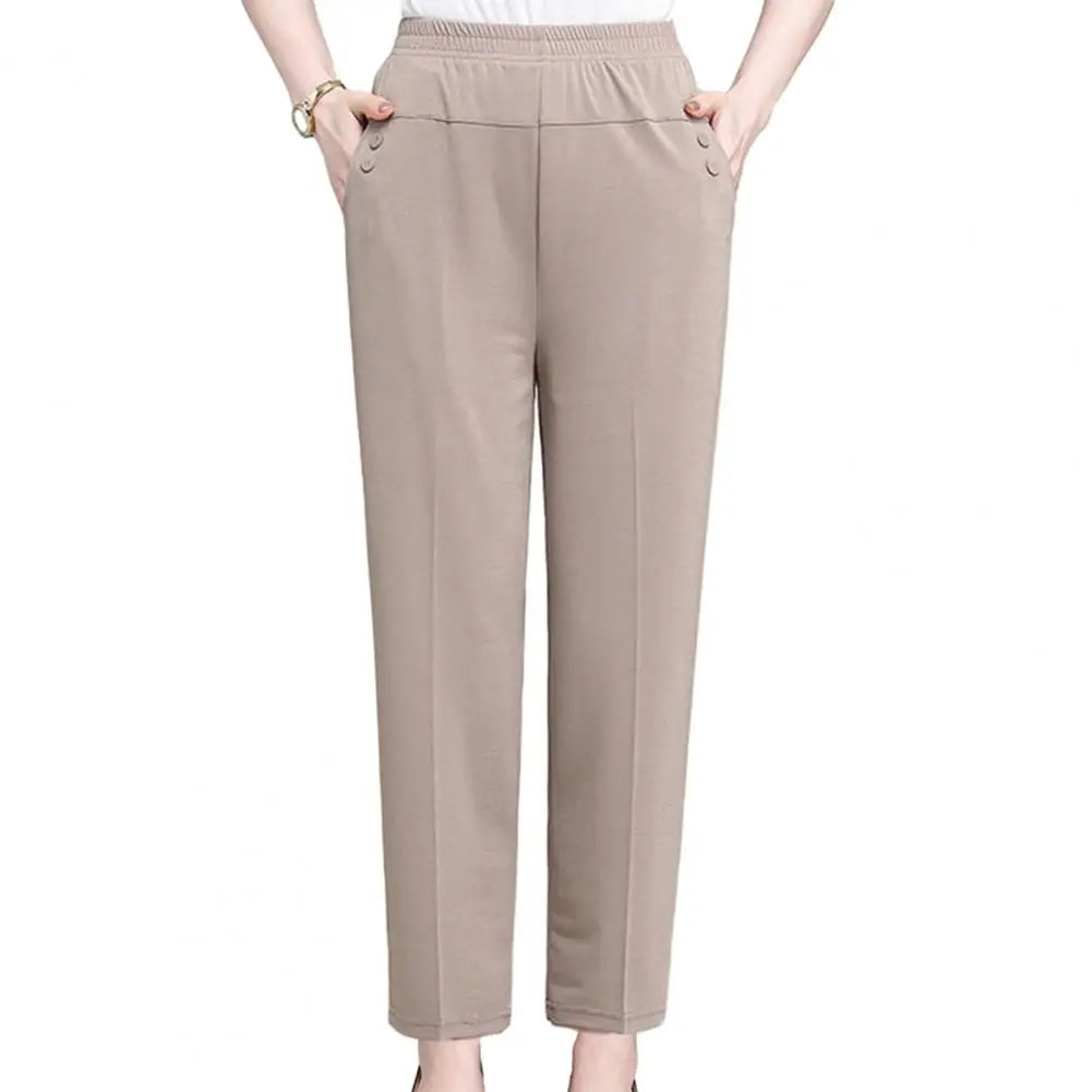 Casual Elastic High Waist Straight Pants
