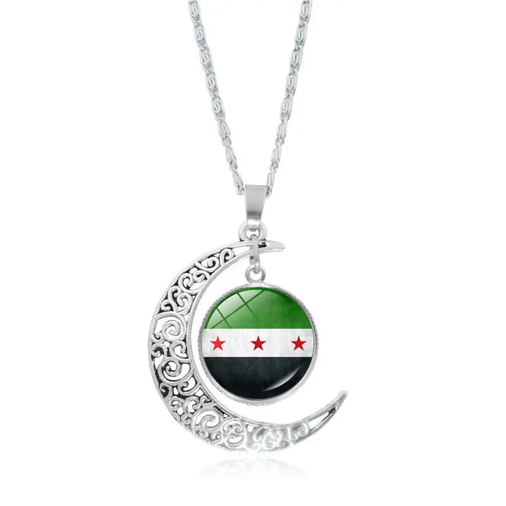 Syria Map Flag Pendant Necklace & Keychain - Unisex Alloy Jewelry for Men & Women | Fashion Keyring, Choker & Bag Charm Gift