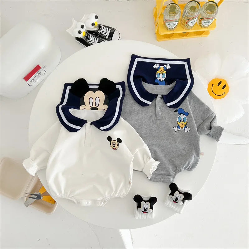 Mickey ,Crawling Suit With A Lapel For Infants And Toddlers