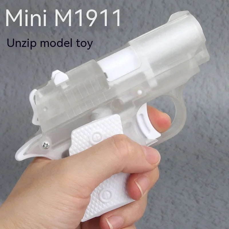Mini 1911 Toy Gun Luminous Transparent Shell 3D Gravity Model Gun Trendy Stress Relief Toys Birthday Halloween Christmas Gift