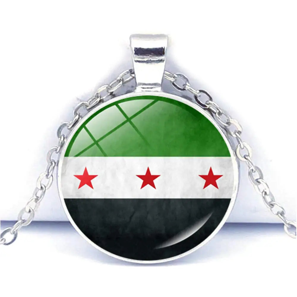Syria Map Flag Pendant Necklace & Keychain - Unisex Alloy Jewelry for Men & Women | Fashion Keyring, Choker & Bag Charm Gift