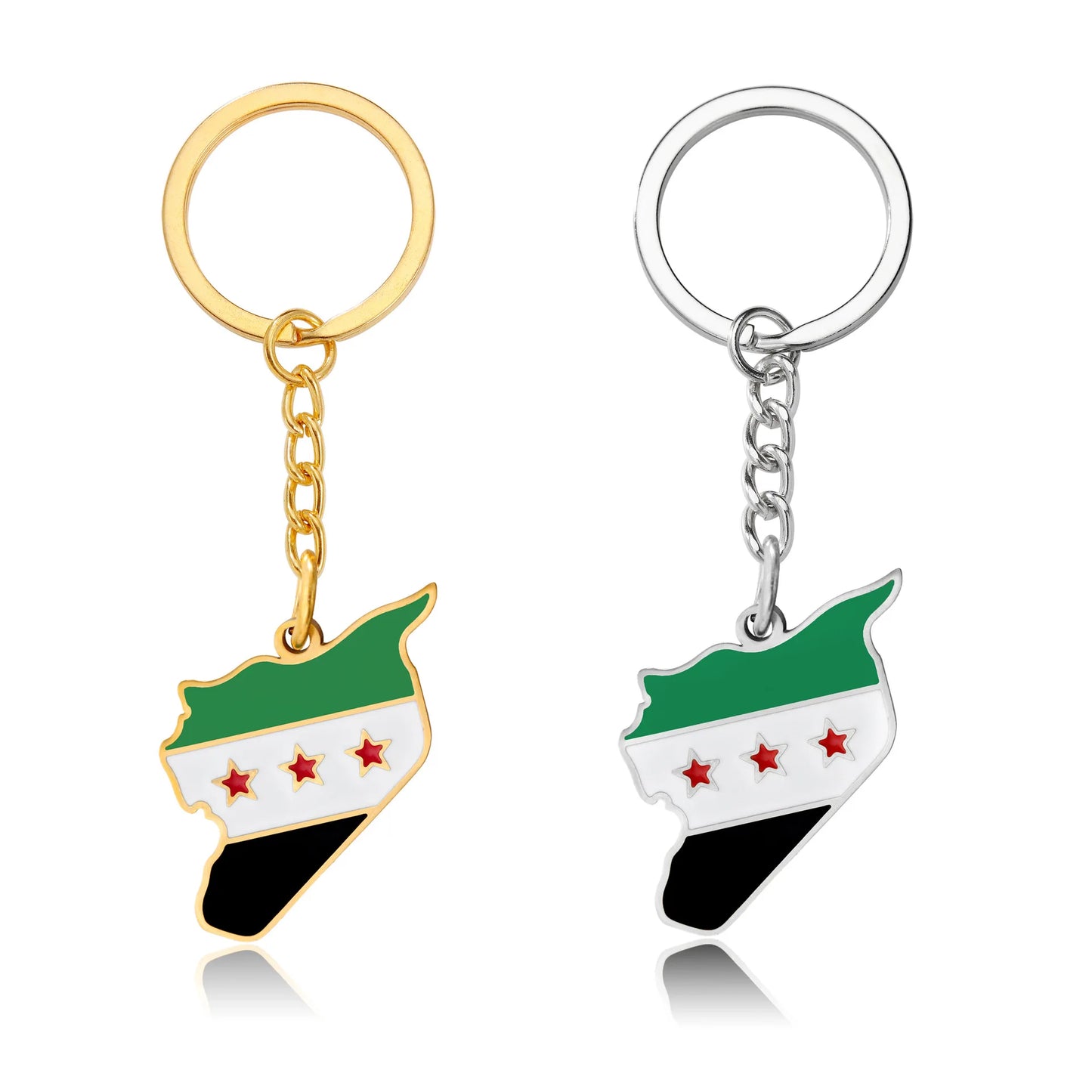 Syria Map Flag Pendant Necklace & Keychain - Unisex Alloy Jewelry for Men & Women | Fashion Keyring, Choker & Bag Charm Gift