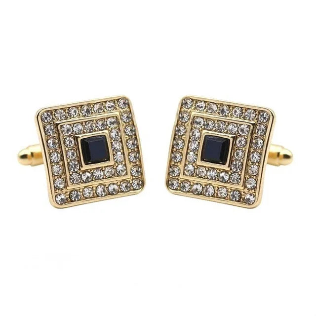 Luxury Men's Cufflinks 2025 - Crystal & Enamel Round Design for Formal Shirts & Special Occasions