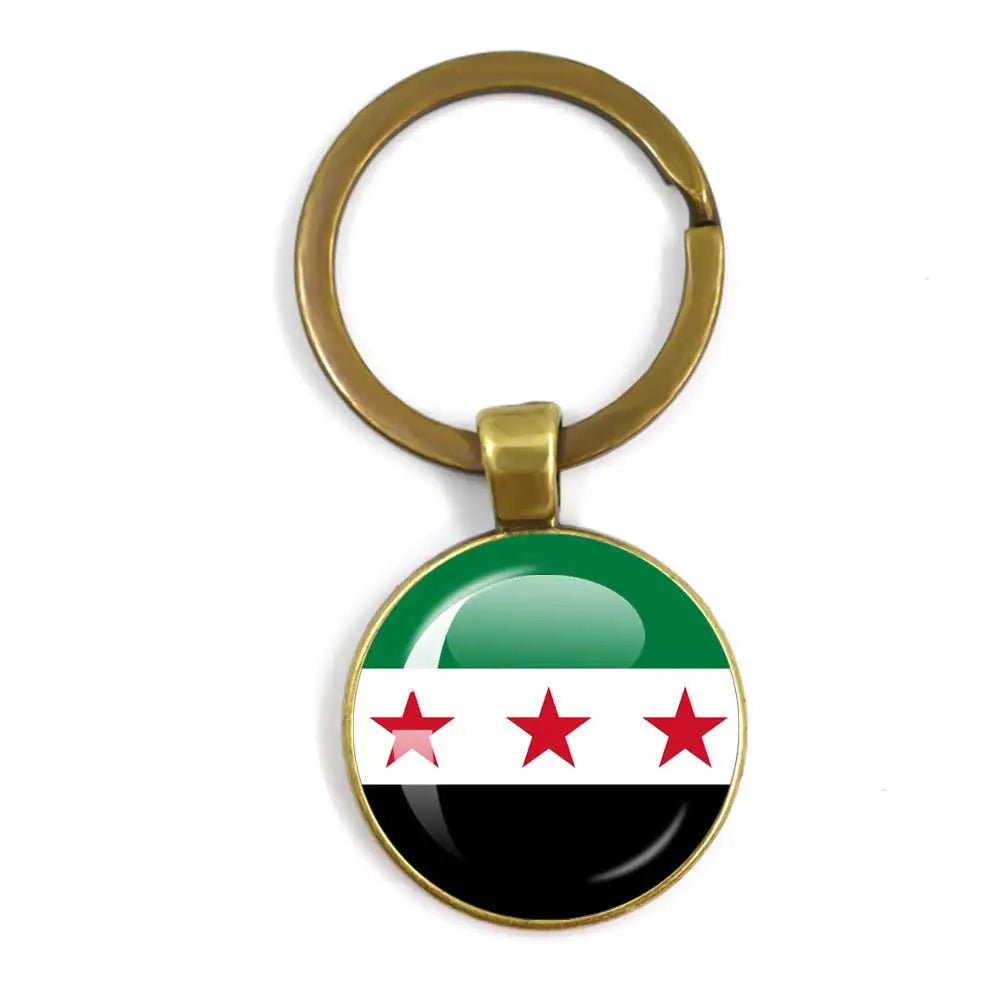 Syria Map Flag Pendant Necklace & Keychain - Unisex Alloy Jewelry for Men & Women | Fashion Keyring, Choker & Bag Charm Gift