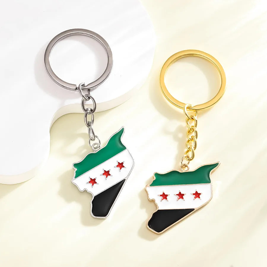 Syria Map Flag Pendant Necklace & Keychain - Unisex Alloy Jewelry for Men & Women | Fashion Keyring, Choker & Bag Charm Gift