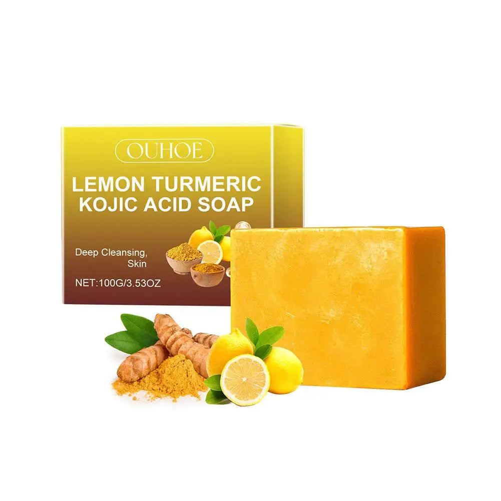 Lemon Turmeric Kojic Acid Soap - Handmade, Exfoliating, Brightening, 100g