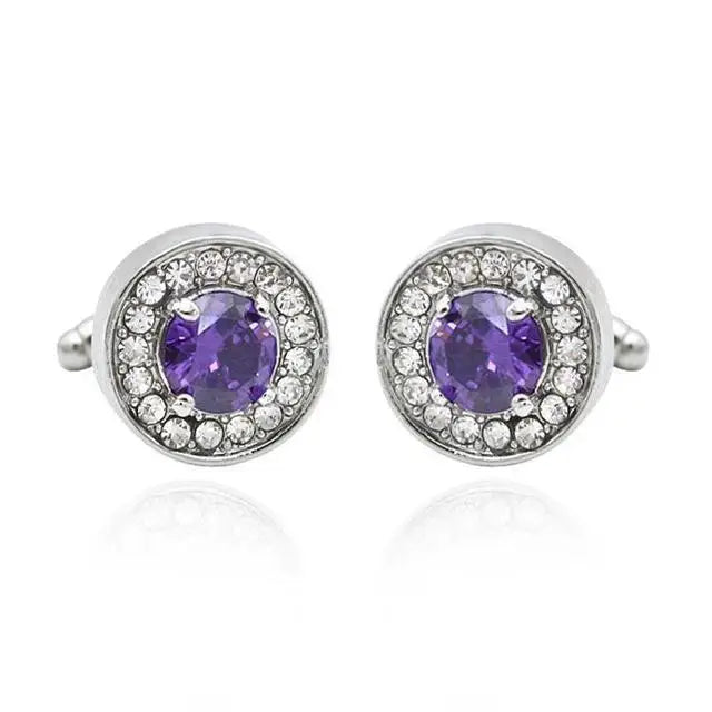 Luxury Men's Cufflinks 2025 - Crystal & Enamel Round Design for Formal Shirts & Special Occasions