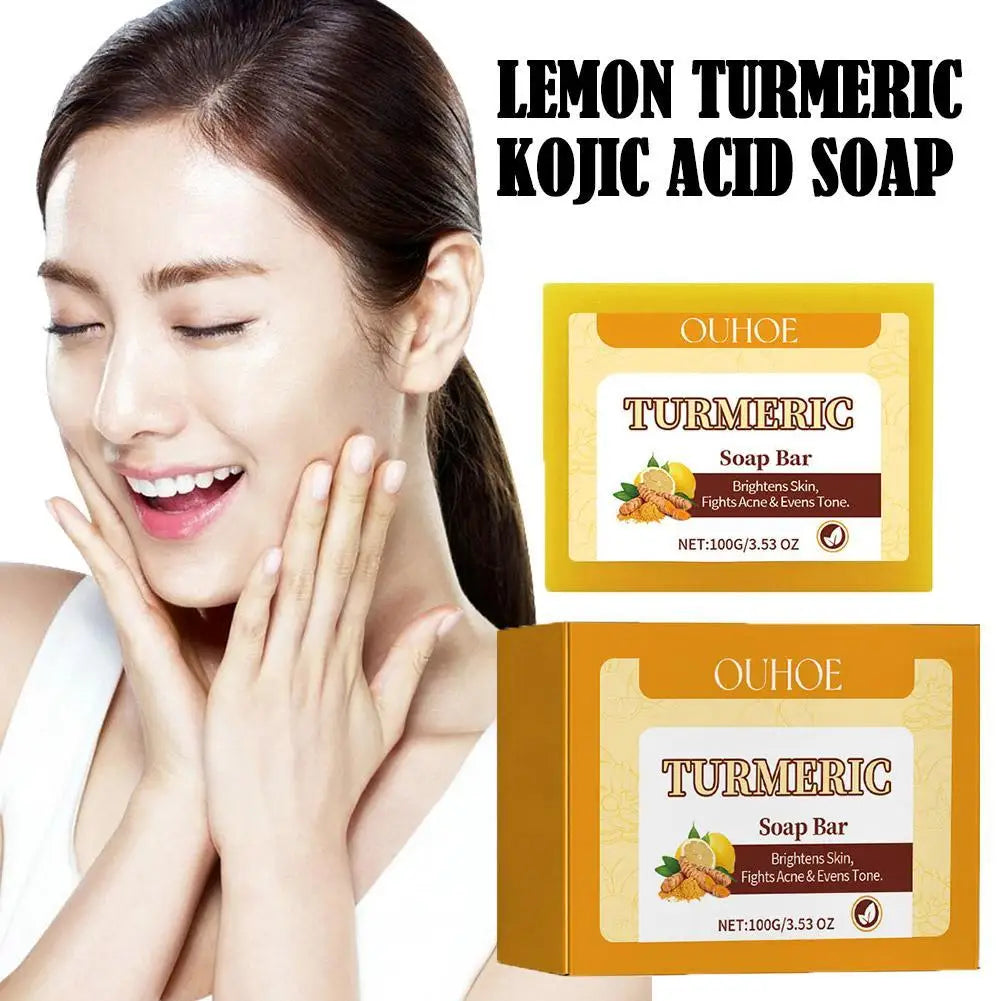 Lemon Turmeric Kojic Acid Soap - Handmade, Exfoliating, Brightening, 100g