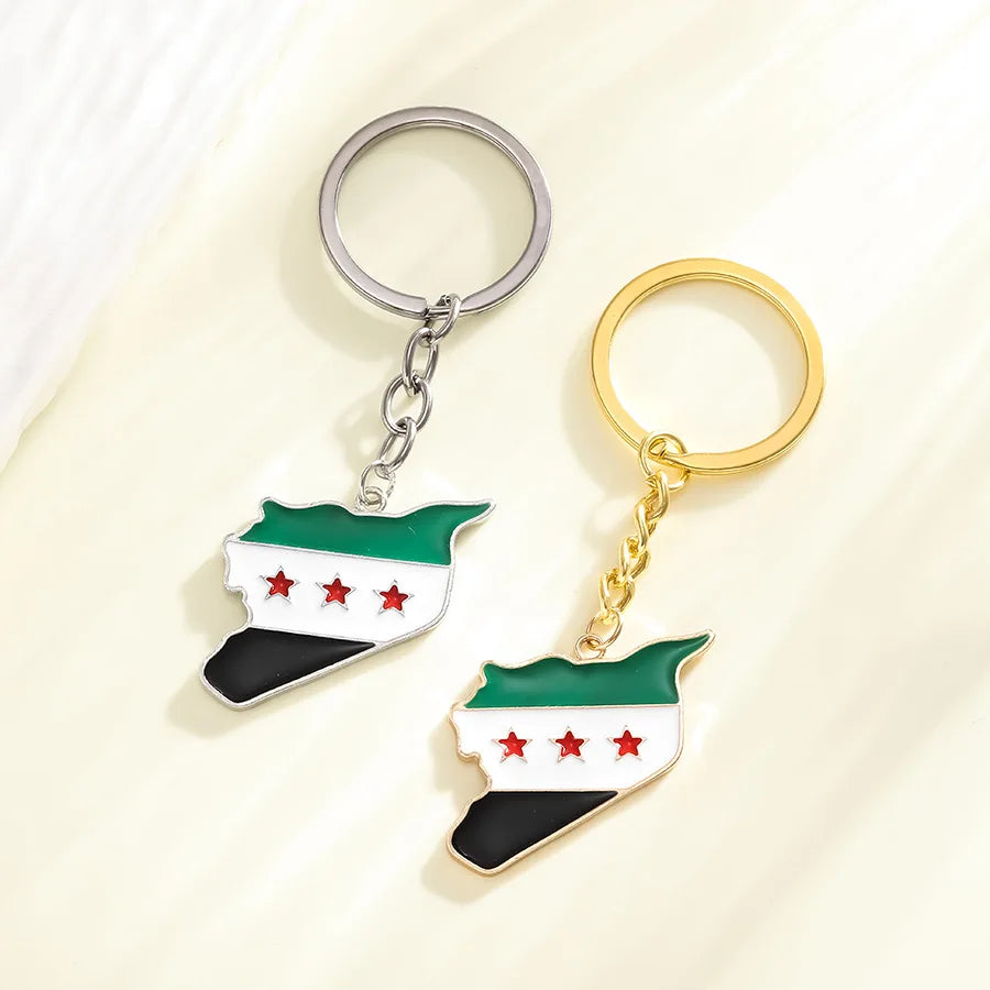 Syria Map Flag Pendant Necklace & Keychain - Unisex Alloy Jewelry for Men & Women | Fashion Keyring, Choker & Bag Charm Gift
