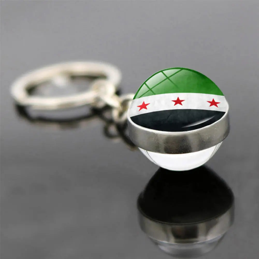 Syria Map Flag Pendant Necklace & Keychain - Unisex Alloy Jewelry for Men & Women | Fashion Keyring, Choker & Bag Charm Gift