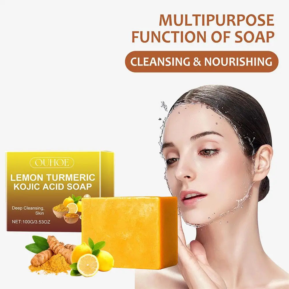 Lemon Turmeric Kojic Acid Soap - Handmade, Exfoliating, Brightening, 100g