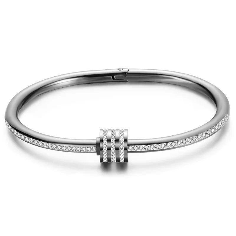 Luxury Gold-Plated Stainless Steel Crystal Wrap Bangle - Handmade, Non-Tarnish, Hypoallergenic Women's Bracelet