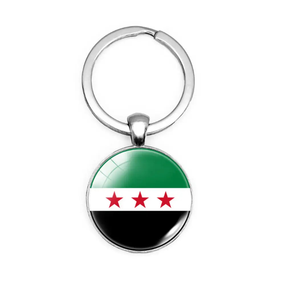 Syria Map Flag Pendant Necklace & Keychain - Unisex Alloy Jewelry for Men & Women | Fashion Keyring, Choker & Bag Charm Gift