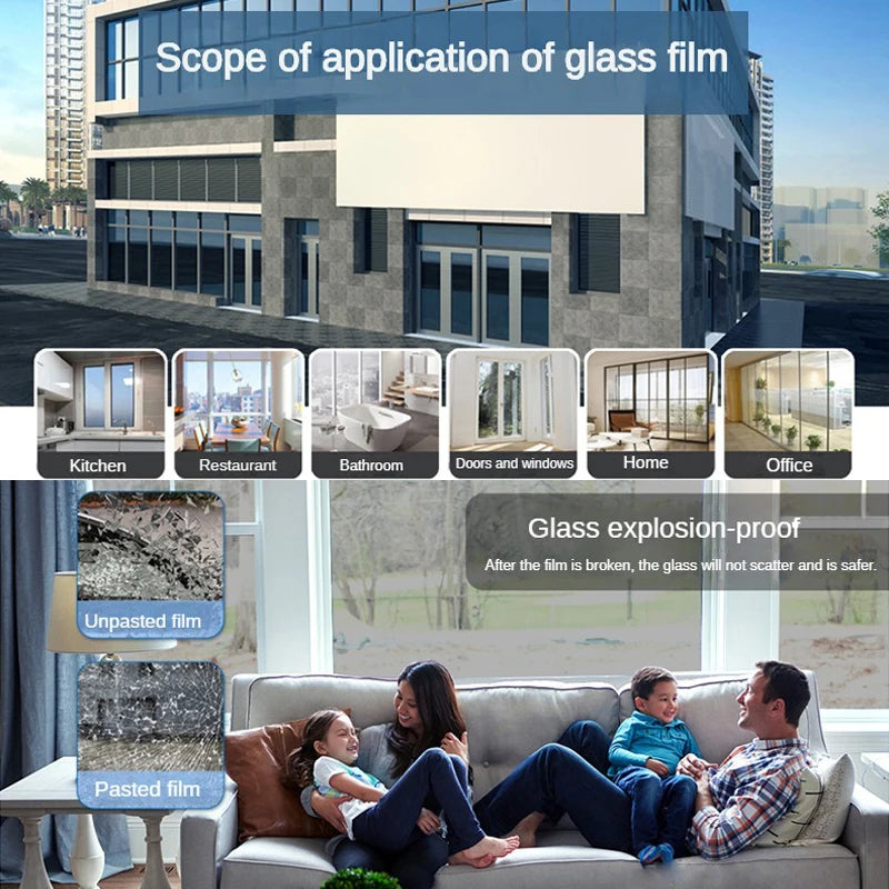 One-Way Mirror Window Film Anti-Ultraviolet Glass Sunscreen Heat Insulation Film Home Anti-Peeping Film Home Office Glass Film