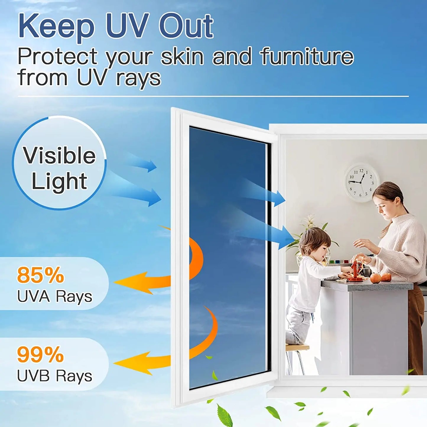 Heat Insulation Window Film One Way Mirror,Privacy Self-adhesive Glass Sticker for Home,Sun Protection Blocking Window Tint