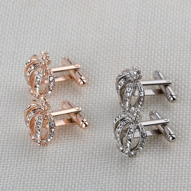 Luxury Men's Cufflinks 2025 - Crystal & Enamel Round Design for Formal Shirts & Special Occasions