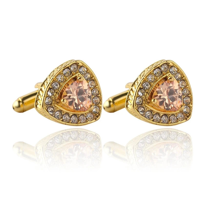 Luxury Men's Cufflinks 2025 - Crystal & Enamel Round Design for Formal Shirts & Special Occasions