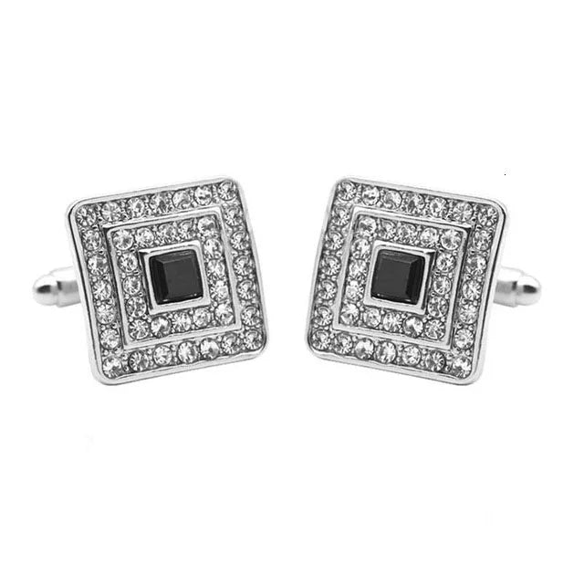 Luxury Men's Cufflinks 2025 - Crystal & Enamel Round Design for Formal Shirts & Special Occasions