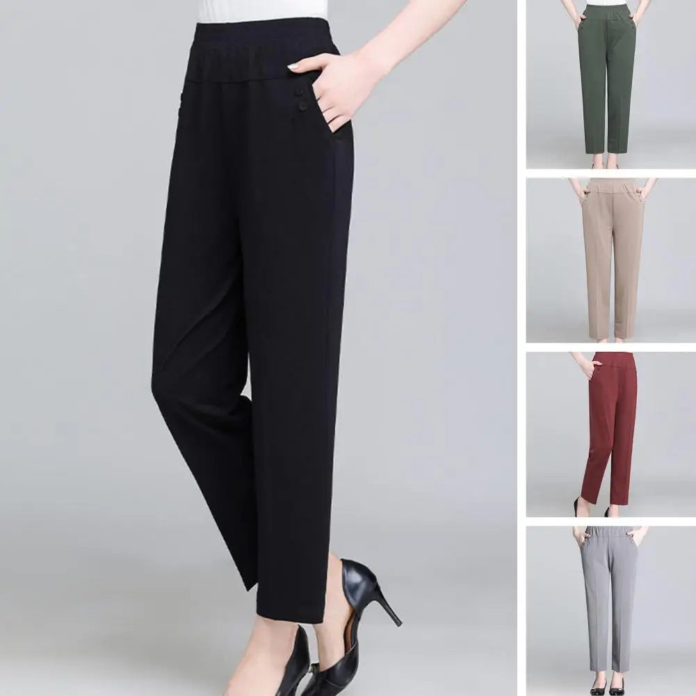 Casual Elastic High Waist Straight Pants