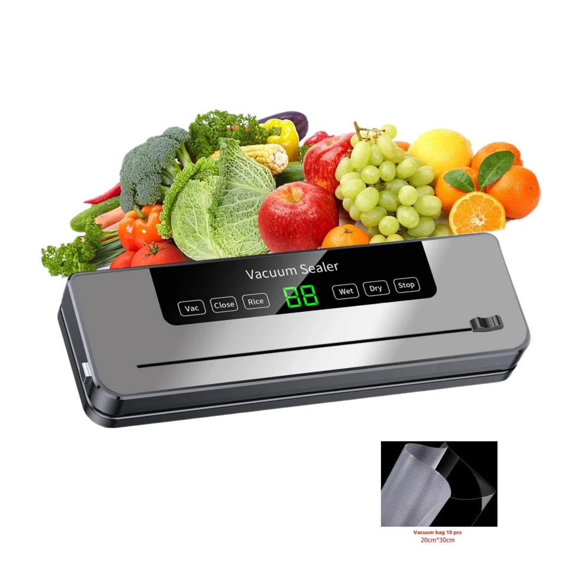 Electric Vacuum Sealer Dry/Wet Food Sealed Packaging Kitchen Food Storage Seal UV Sterilization Built-in Cutter Knife