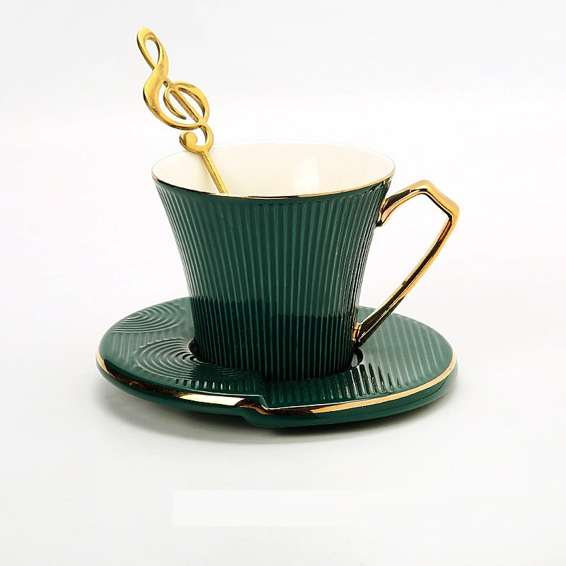 European Light Luxury Coffee Set Mug With Spoon Ceramic Coffee Cup Set