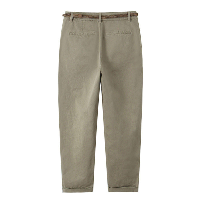 Fashion Three-color Woven With Belt Casual Pants